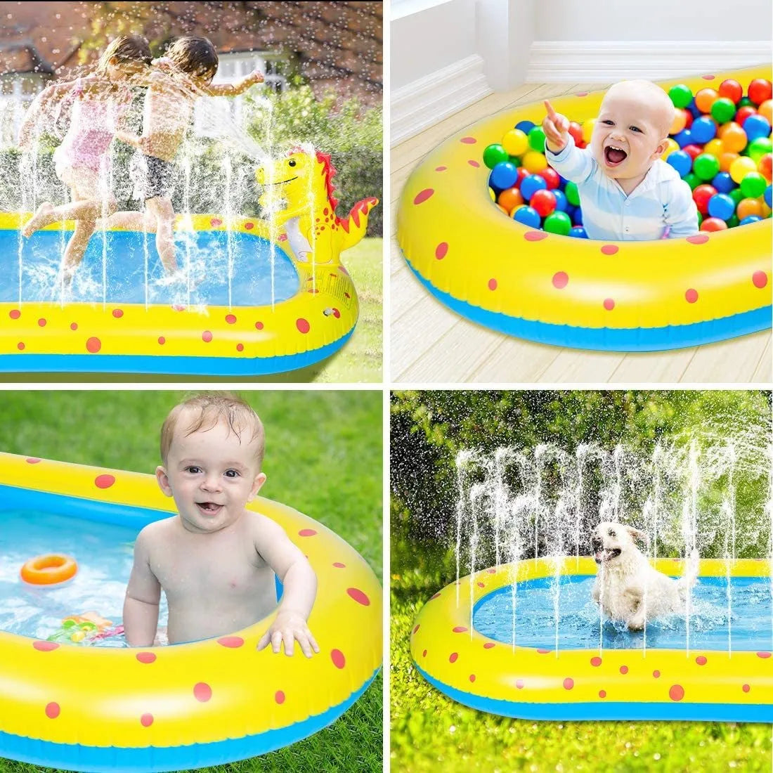 1.7M Dinosaur Inflatable Pool – Sprinkler & Splash Play Mat