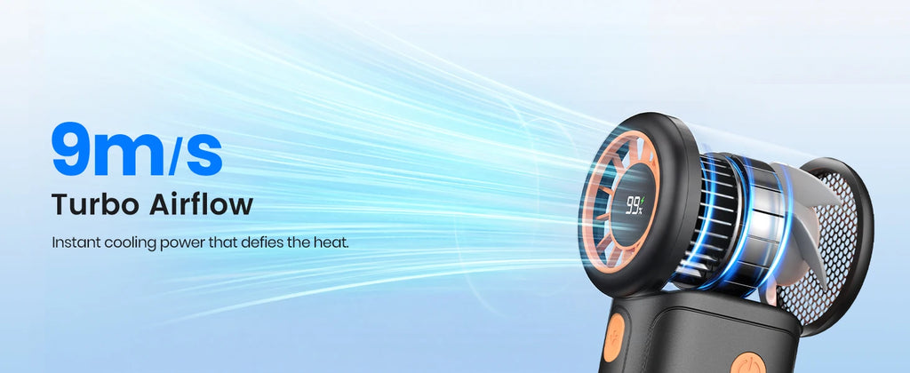 Warmco 10000mAh Turbo Portable Handheld Fan, [36H Long Runtime] USB Rechargeable Personal Travel Fan With 5 Speeds & LED Display for Travel Outdoor, Gift for Men and Women