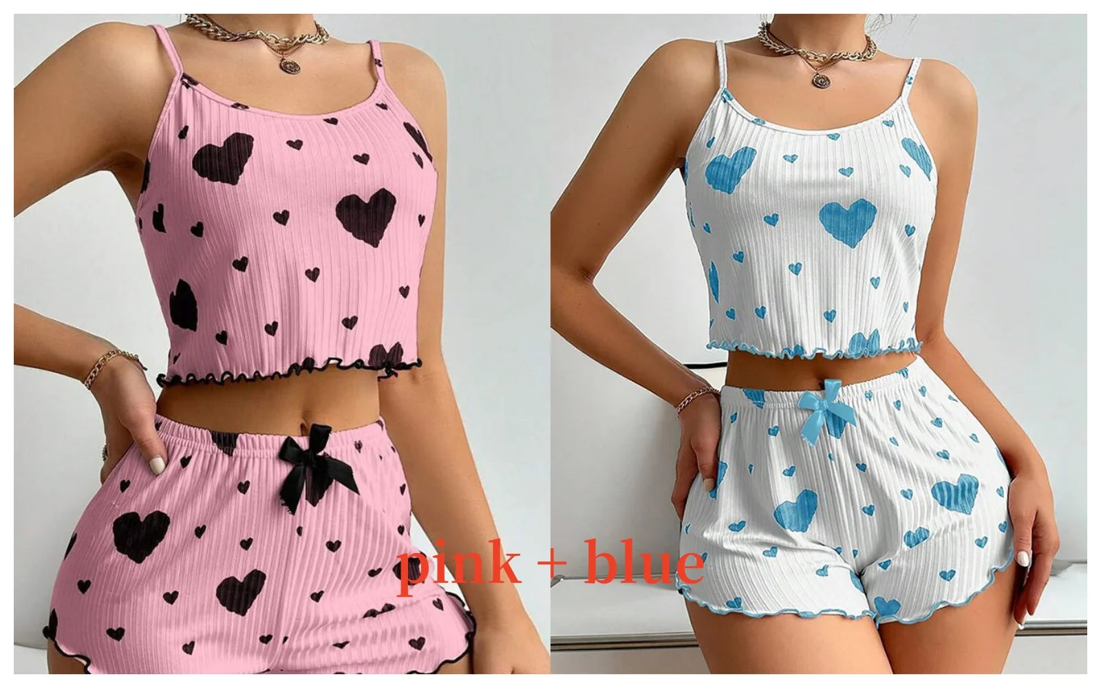 Women's Love Print Pyjama Set – Tank Top & Shorts (S-L)