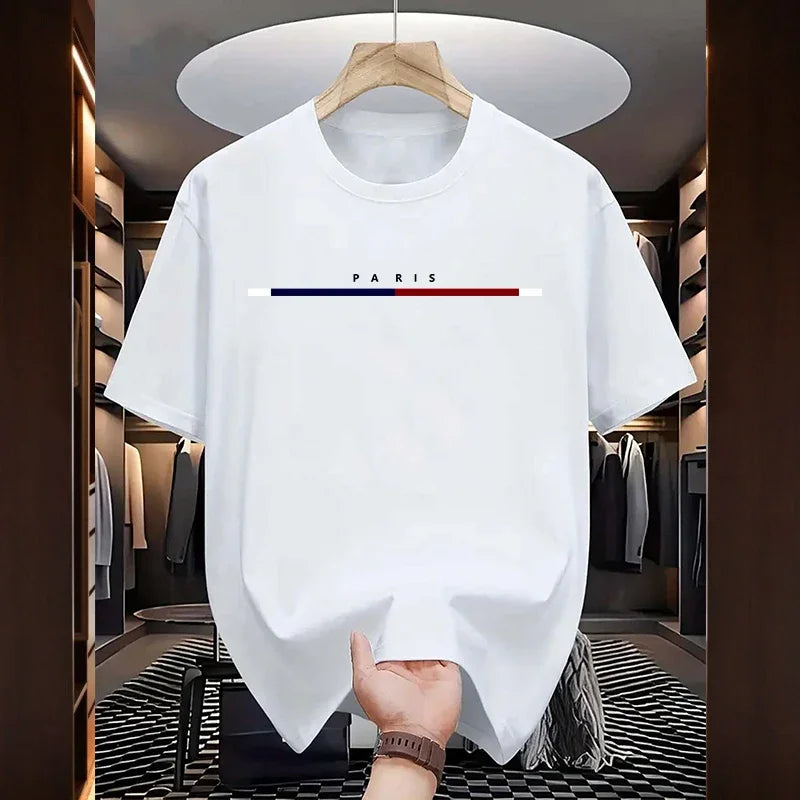 Men's Paris Fashion Cotton T-Shirt – Soft Casual Summer Tee