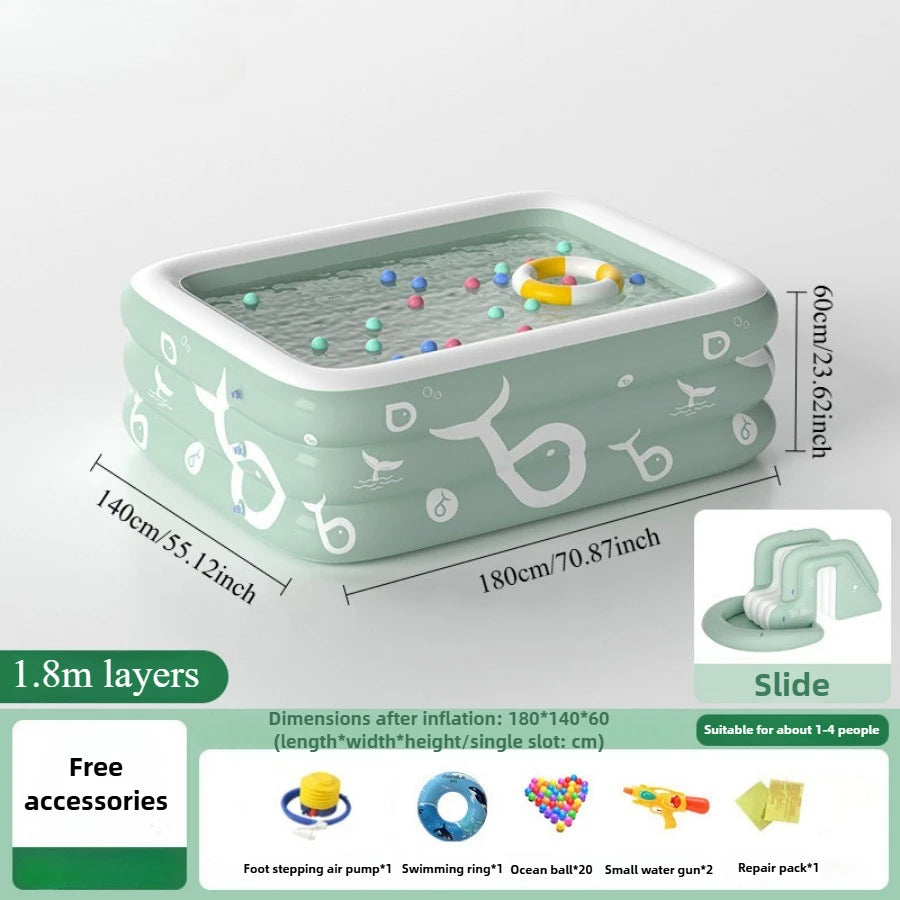 Oversized Family Inflatable Pool – Sunshade, Slide & Float Boat