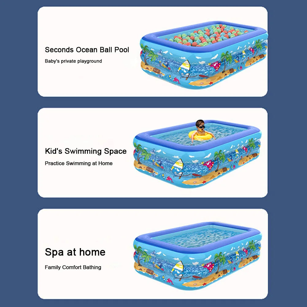 Large Family Inflatable Swimming Pool – 120cm Rectangle Frame