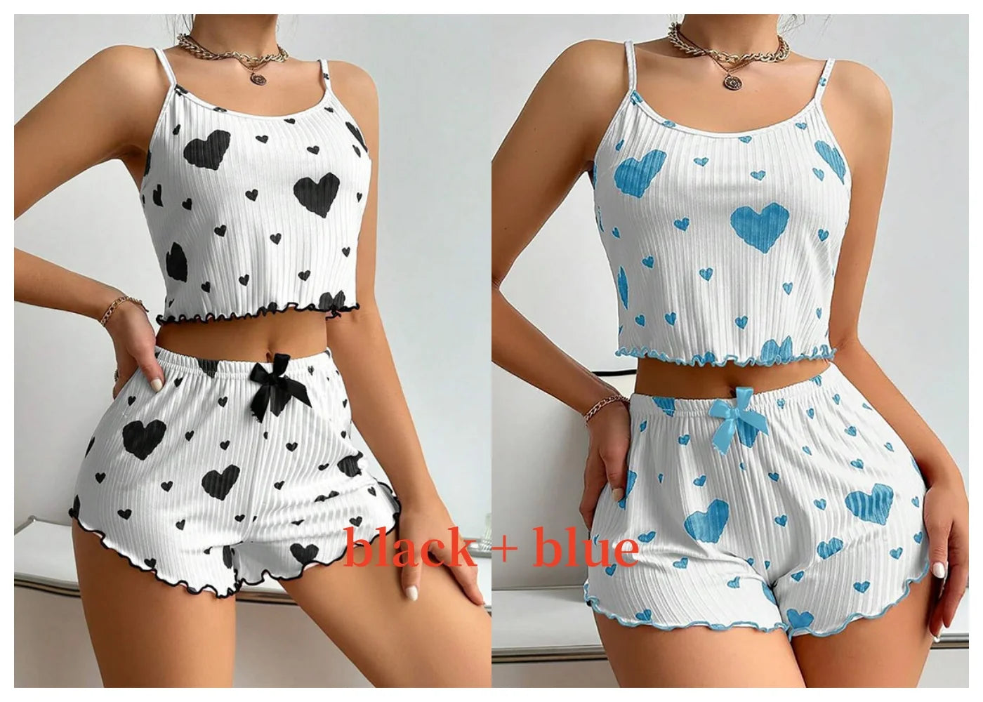 Women's Love Print Pyjama Set – Tank Top & Shorts (S-L)