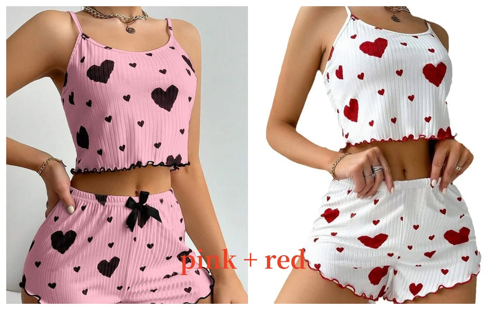 Women's Love Print Pyjama Set – Tank Top & Shorts (S-L)
