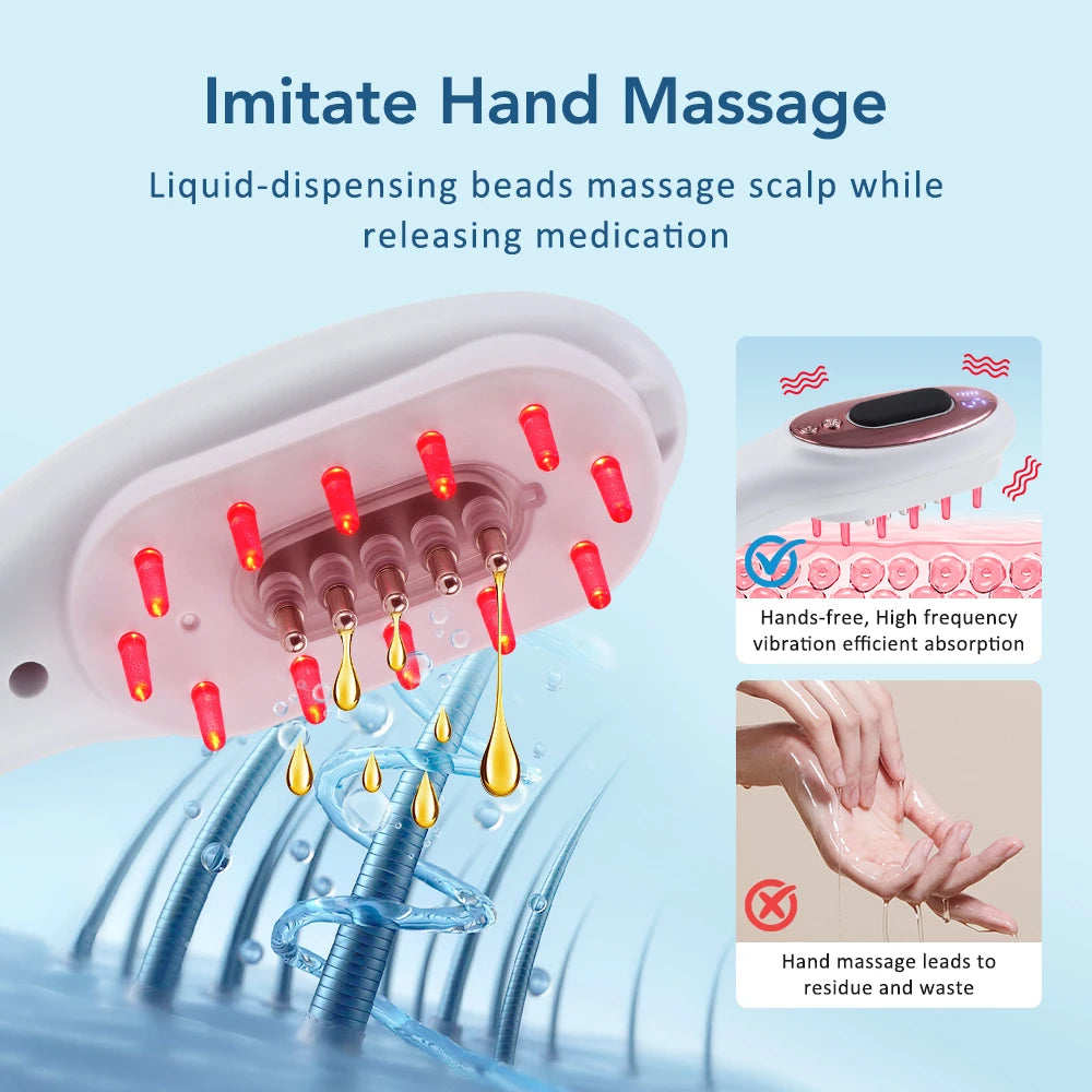 Electric Scalp Massage Comb Red Blue LED Light Therapy EMS Vibration Massage Brush Anti-Hair Loss Medicine Scalp Oil Applicator