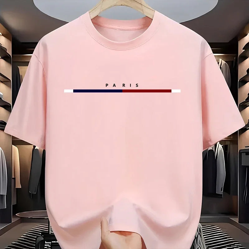 Men's Paris Fashion Cotton T-Shirt – Soft Casual Summer Tee