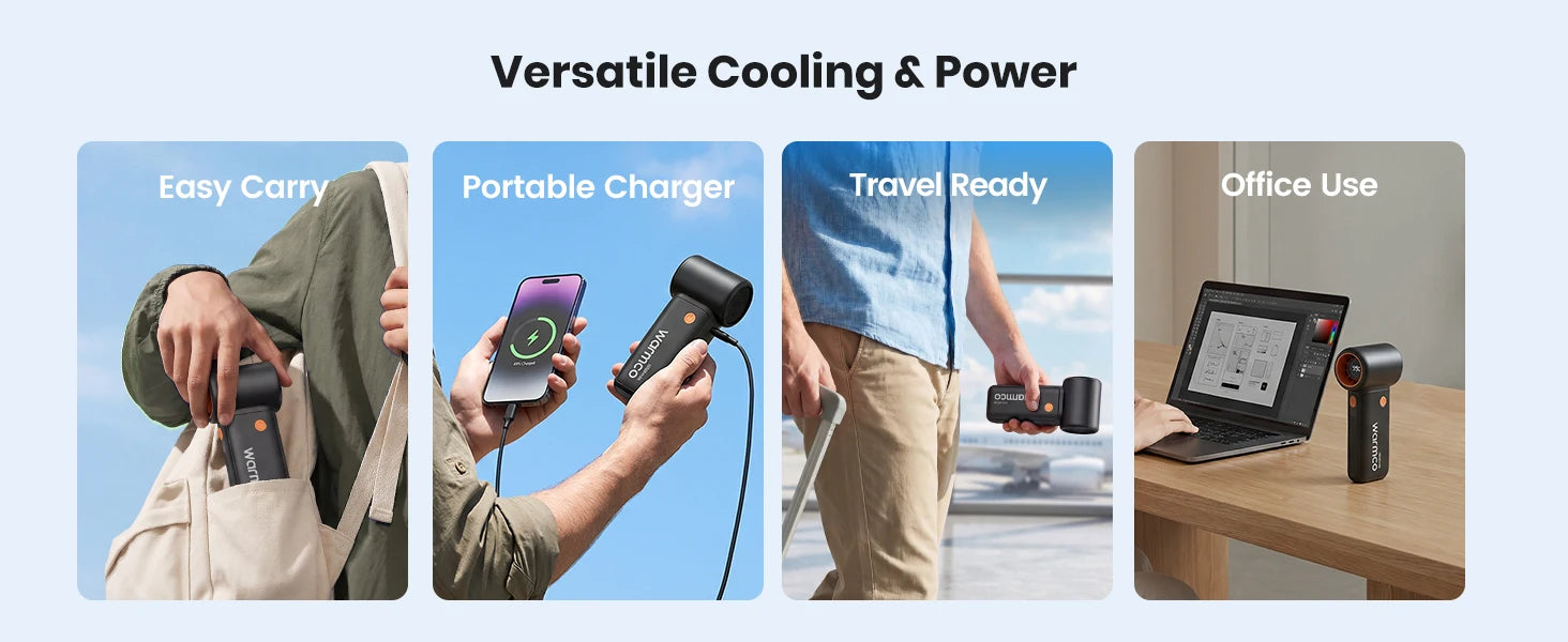 Warmco 10000mAh Turbo Portable Handheld Fan, [36H Long Runtime] USB Rechargeable Personal Travel Fan With 5 Speeds & LED Display for Travel Outdoor, Gift for Men and Women