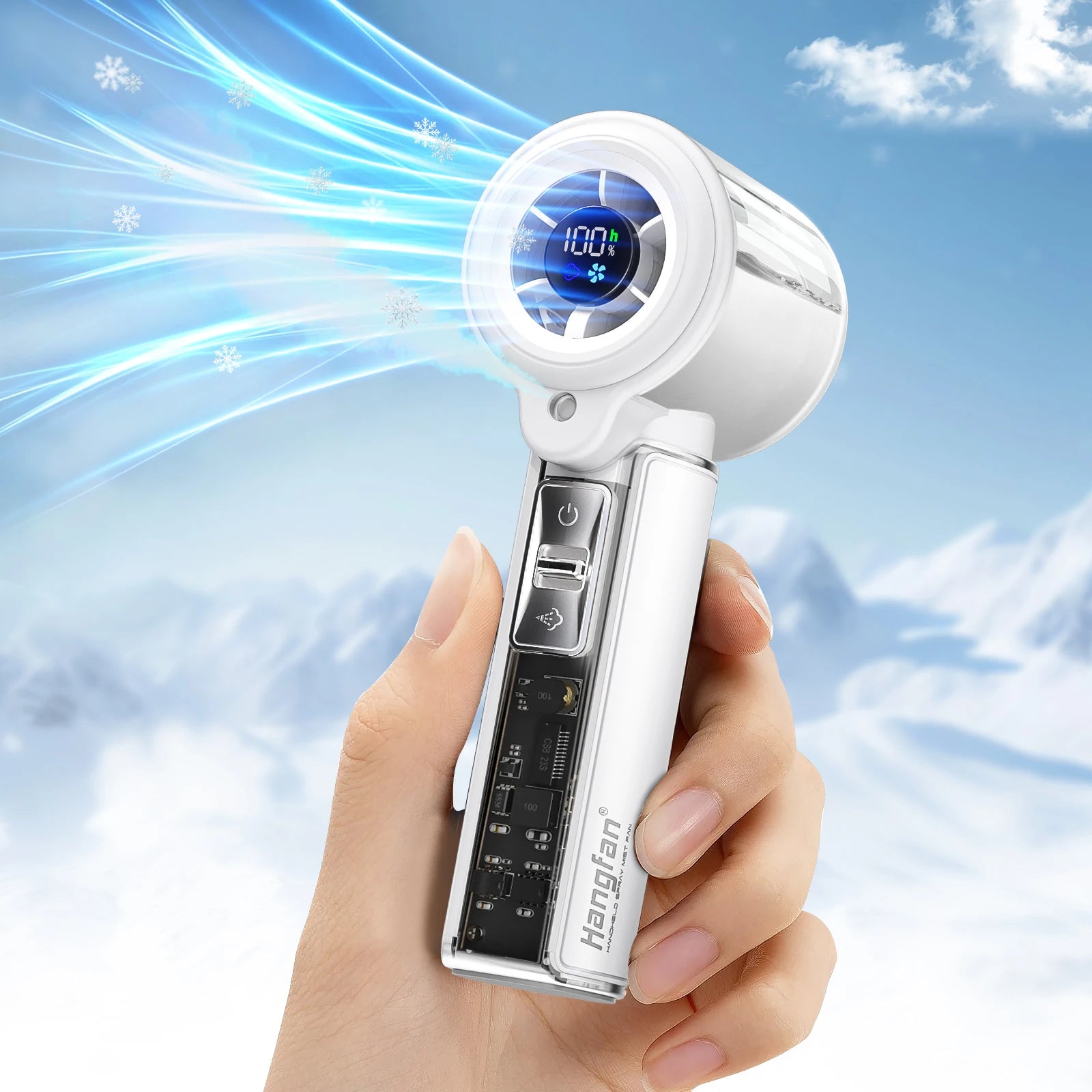 Hangfan portable spray handheld fan [19H maximum cooling time], 3000mAh USB rechargeable spray fan, 100 gear adjustable, mini fa