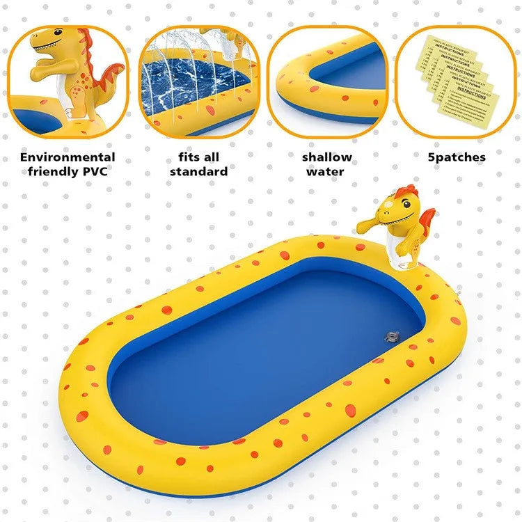 1.7M Dinosaur Inflatable Pool – Sprinkler & Splash Play Mat