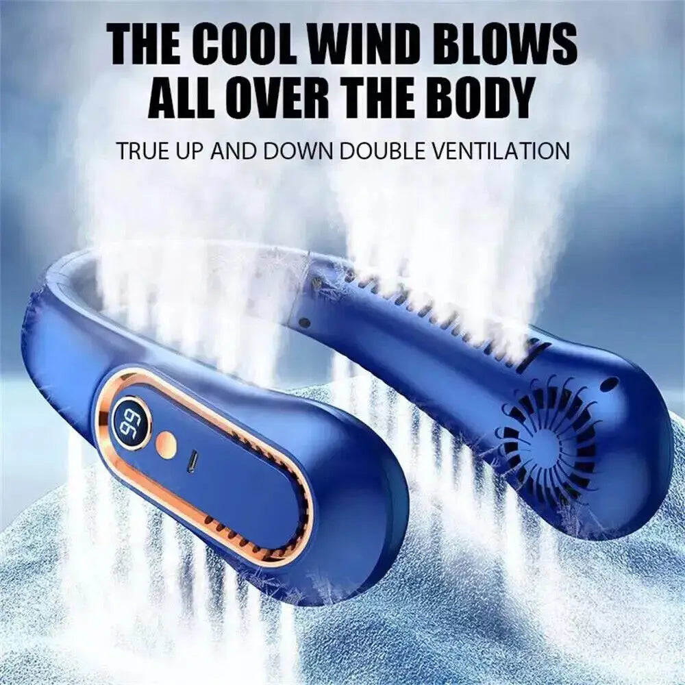 Neck Fan USB Portable Neck Fan Rechargeable Portable Cooler Neckband Bladeless~