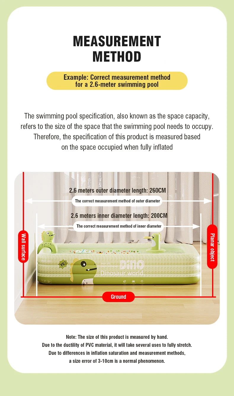 Large Inflatable Family Pool – 1.8 to 2.6M Backyard & Indoor