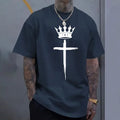 Men's Cross Crown Print 100% Cotton T-Shirt – Cool Casual Tee