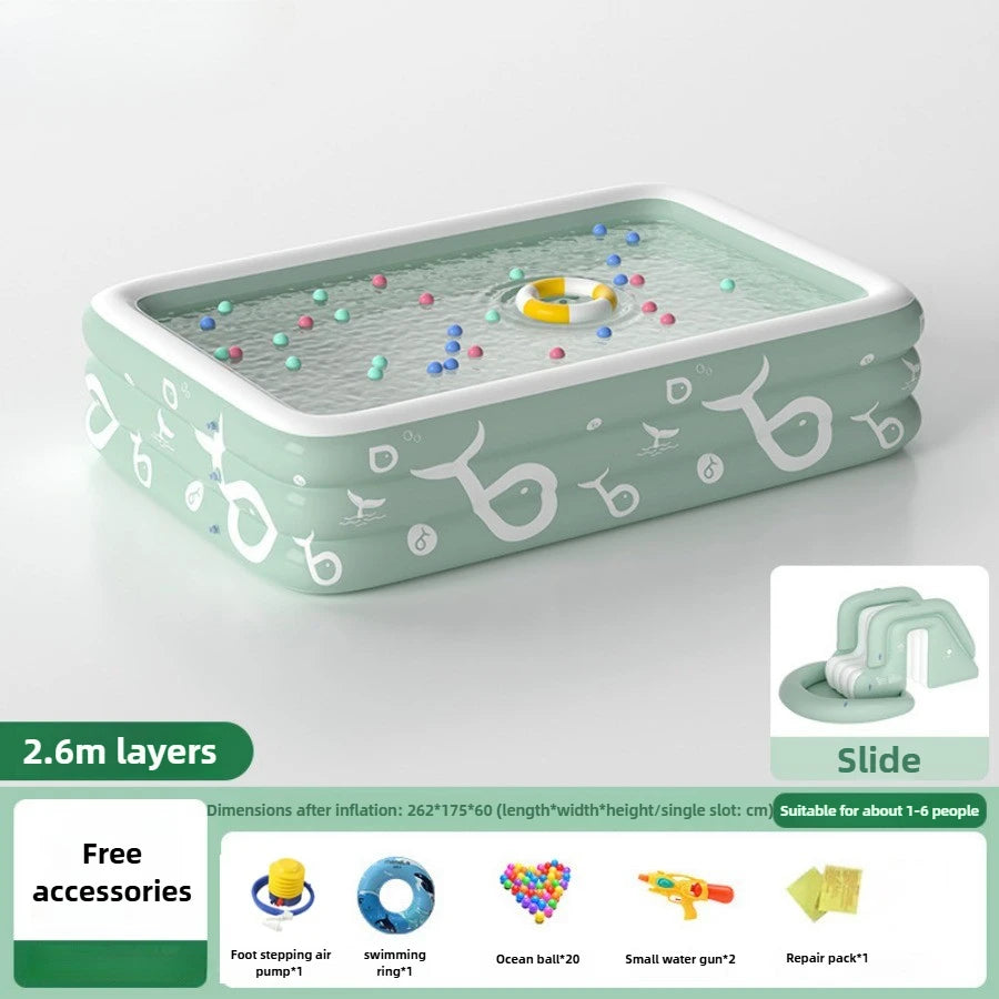 Oversized Family Inflatable Pool – Sunshade, Slide & Float Boat