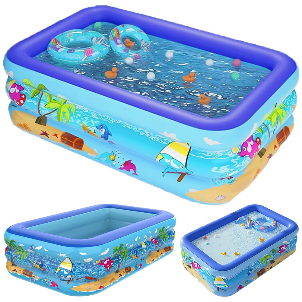 Large Family Inflatable Swimming Pool – 120cm Rectangle Frame