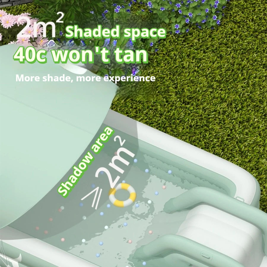 Oversized Family Inflatable Pool – Sunshade, Slide & Float Boat