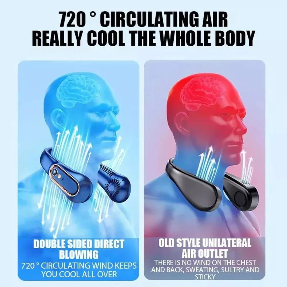 Neck Fan USB Portable Neck Fan Rechargeable Portable Cooler Neckband Bladeless~