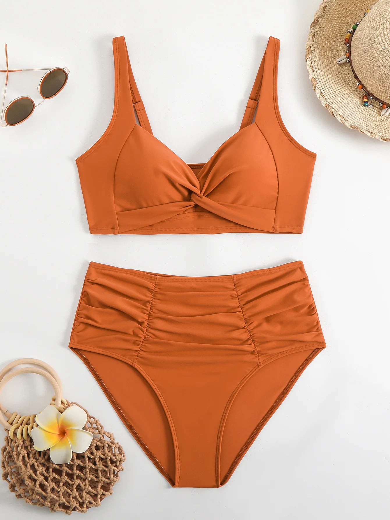 High Waist Cross Bikini Set — Two Piece Swimsuit