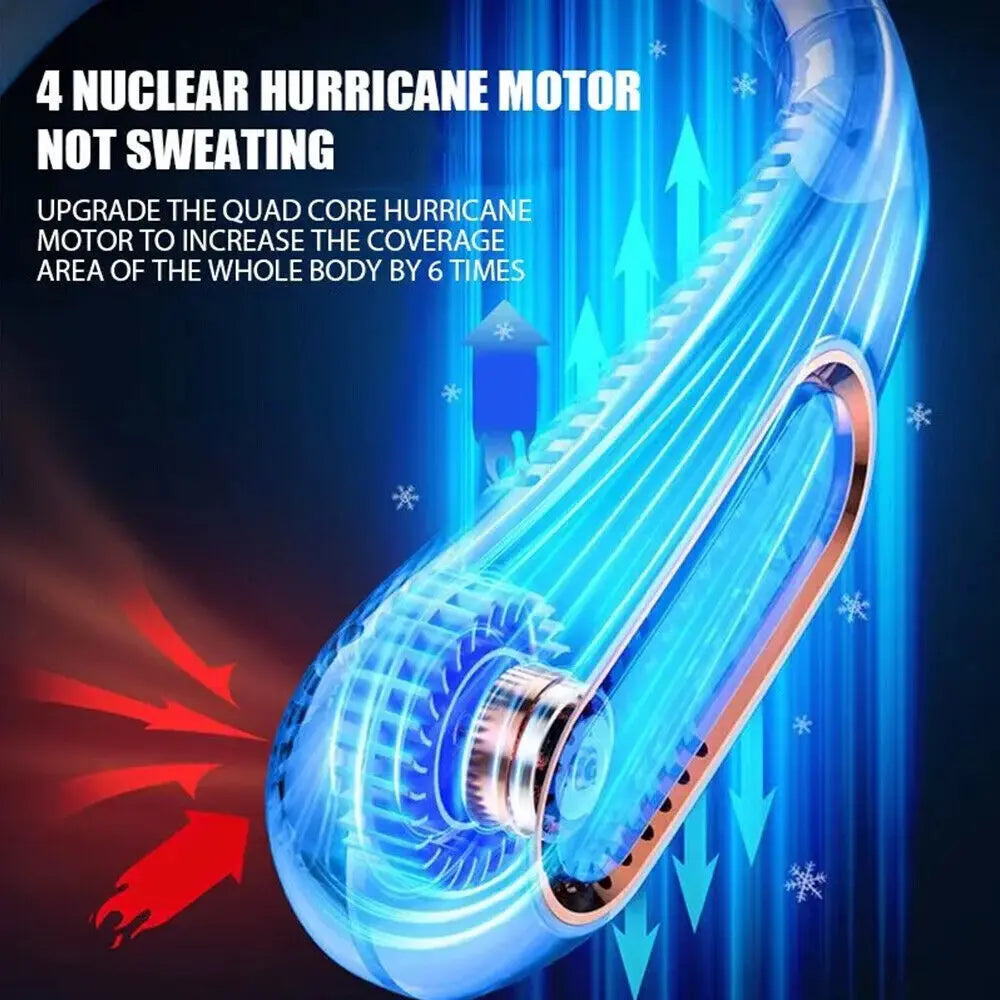 Neck Fan USB Portable Neck Fan Rechargeable Portable Cooler Neckband Bladeless~