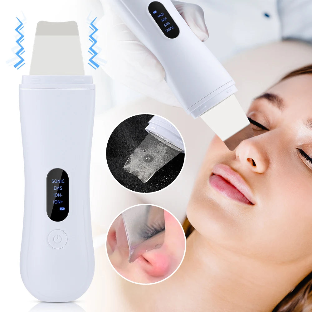 Ultrasonic Skin Scrubber Face Pore Cleaner Deep Cleansing Tool with 4 Modes Peeling Blackhead Remover for Facial Skincare