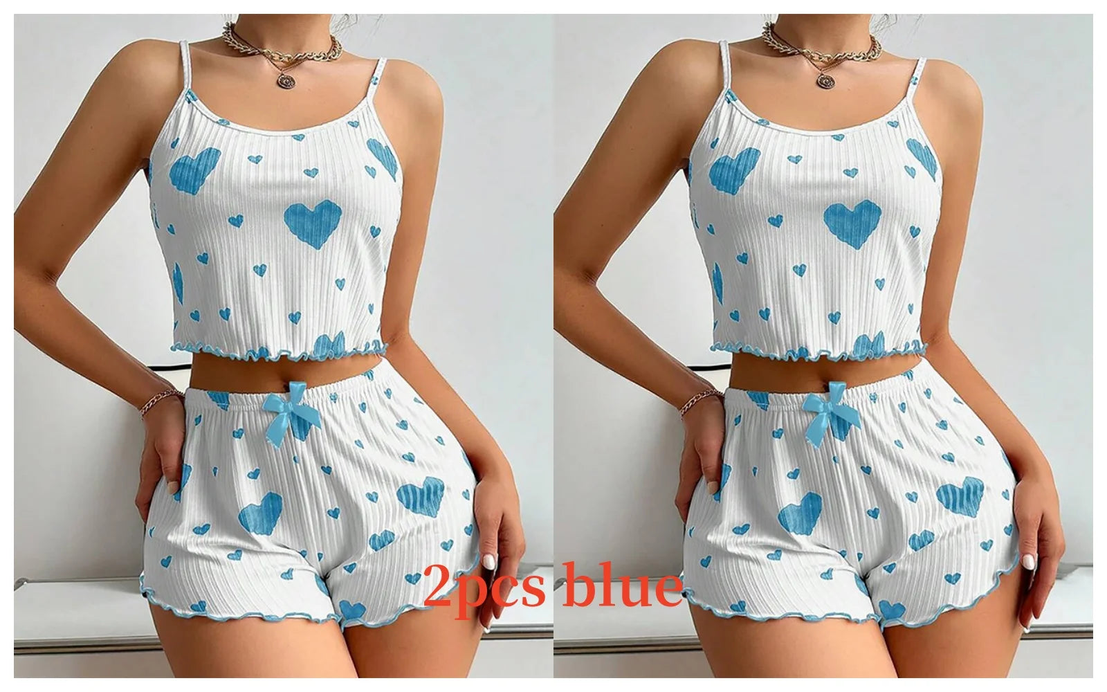 Women's Love Print Pyjama Set – Tank Top & Shorts (S-L)