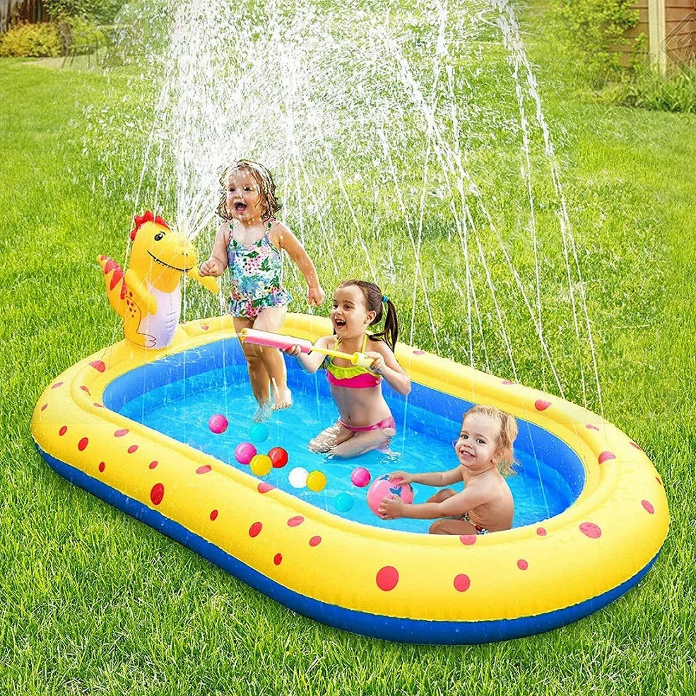 1.7M Dinosaur Inflatable Pool – Sprinkler & Splash Play Mat