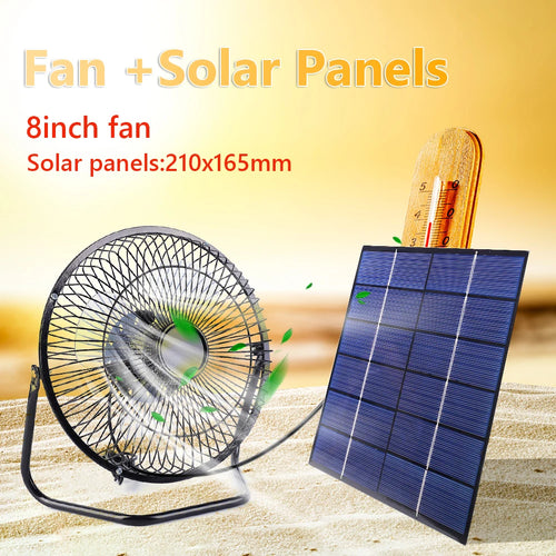 7W 6V Solar Panel with 8in USB Exhaust Fan Portable Solar Panel Powered Fan Multipurpose Air Extractor for Pet Dog Chicken House