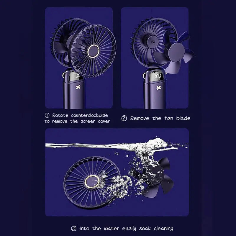 Portable Hand-held Fan Mini Folding Desk Fan Cooler Cooling USB Rechargeable