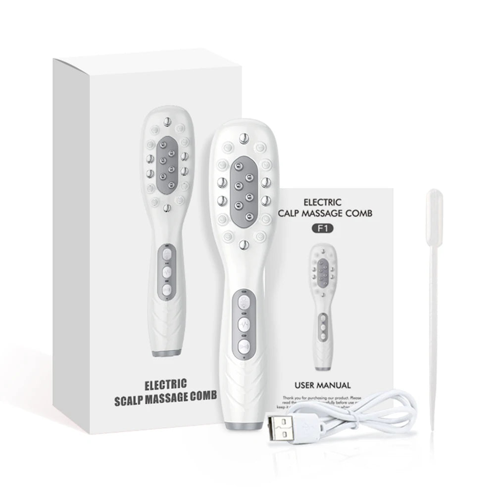 Electric Scalp Massage Comb Red Blue LED Light Therapy EMS Vibration Massage Brush Anti-Hair Loss Medicine Scalp Oil Applicator