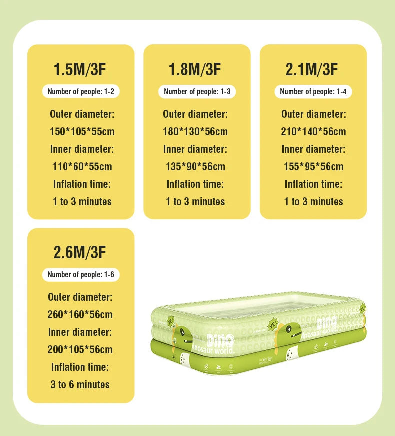 Large Inflatable Family Pool – 1.8 to 2.6M Backyard & Indoor
