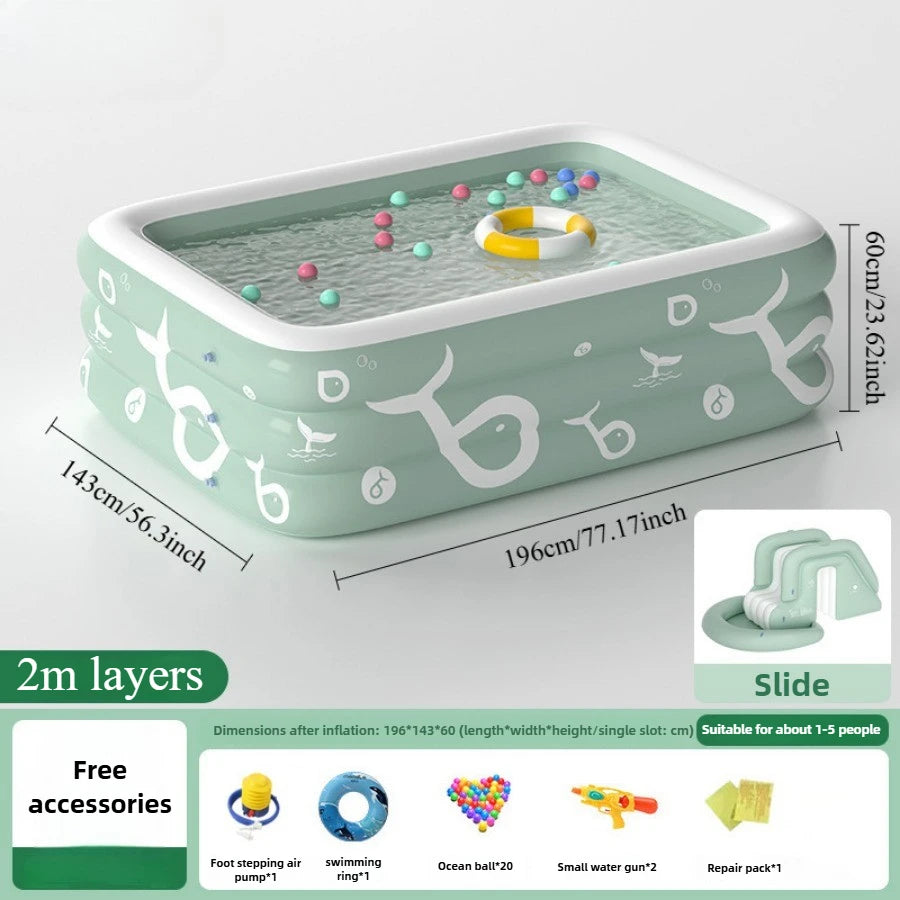 Oversized Family Inflatable Pool – Sunshade, Slide & Float Boat