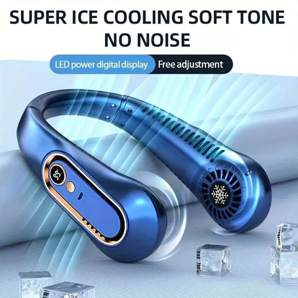 Neck Fan USB Portable Neck Fan Rechargeable Portable Cooler Neckband Bladeless~