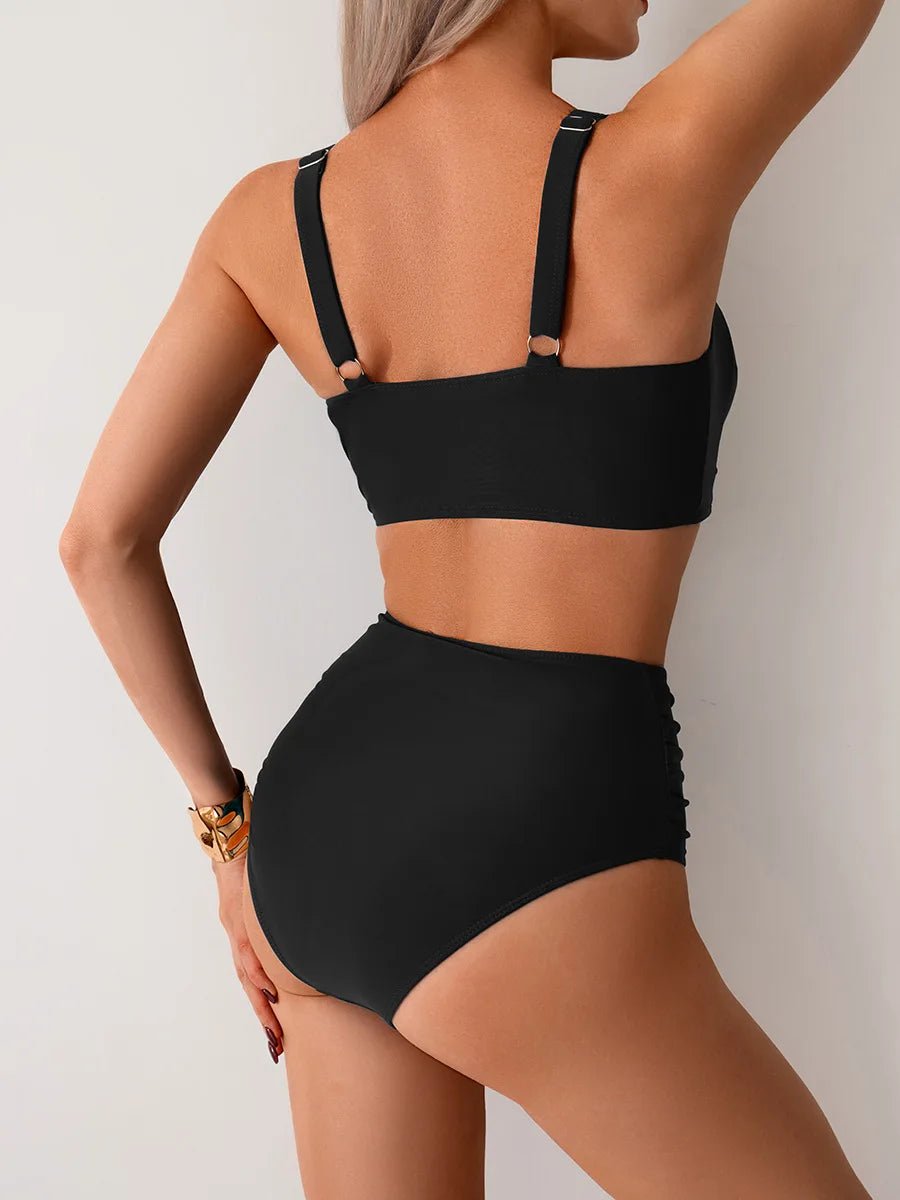 High Waist Cross Bikini Set — Two Piece Swimsuit