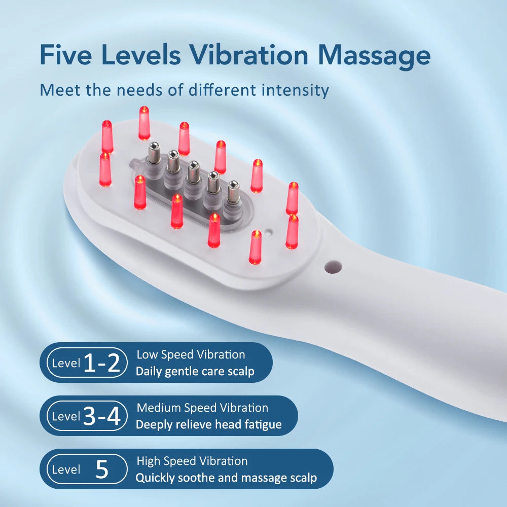 Electric Scalp Massage Comb Red Blue LED Light Therapy EMS Vibration Massage Brush Anti-Hair Loss Medicine Scalp Oil Applicator
