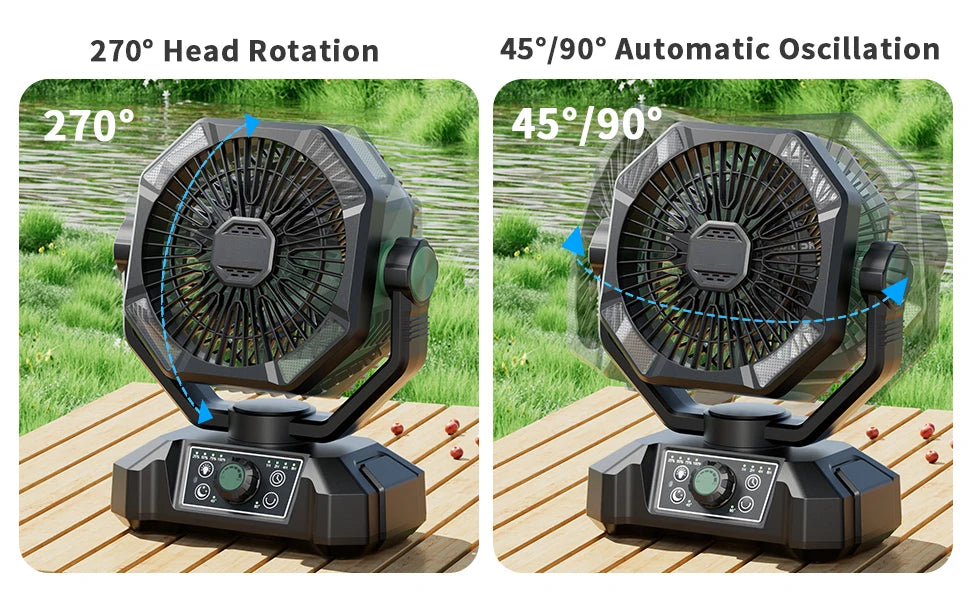 20000mAh Battery Camping Fan with 4 LED Lantern 8 Speeds Desk Fan Portable Outdoor Fan for Outdoor Camping Tent and Fishing