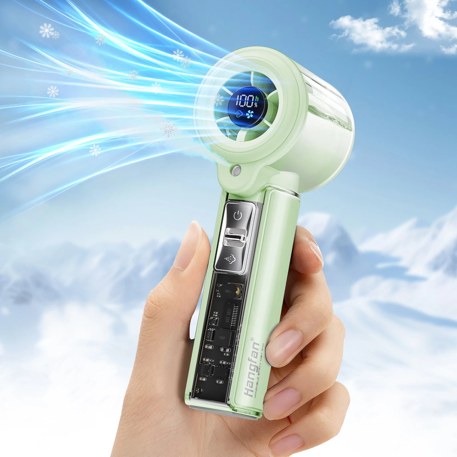 Hangfan portable spray handheld fan [19H maximum cooling time], 3000mAh USB rechargeable spray fan, 100 gear adjustable, mini fa