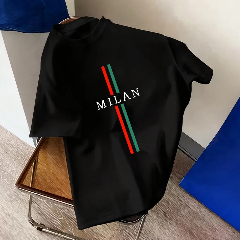 Men's Italy Print Oversized Cotton Tee – 8 Styles
