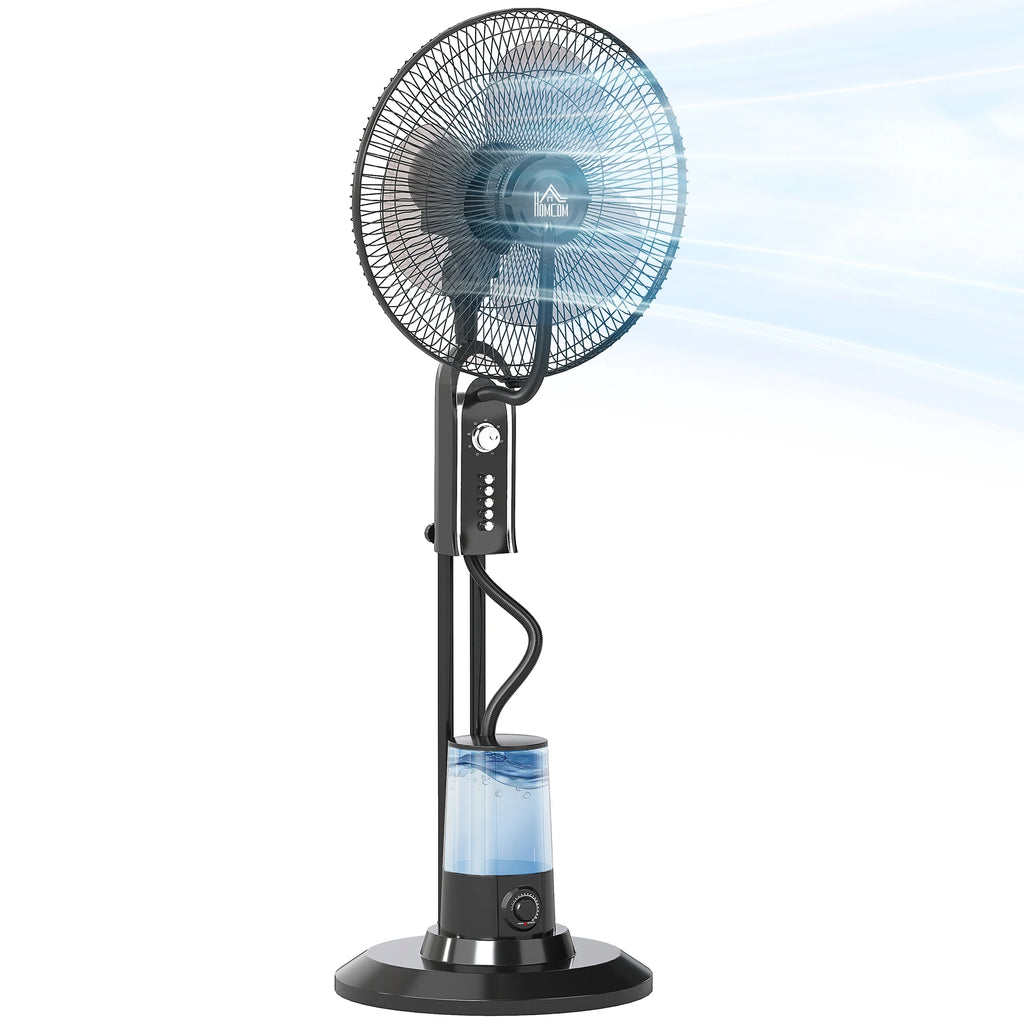 HOMCOM Spray Misting Fan, Pedestal Fan w/ Oscillation, Tilt, 4 Speeds