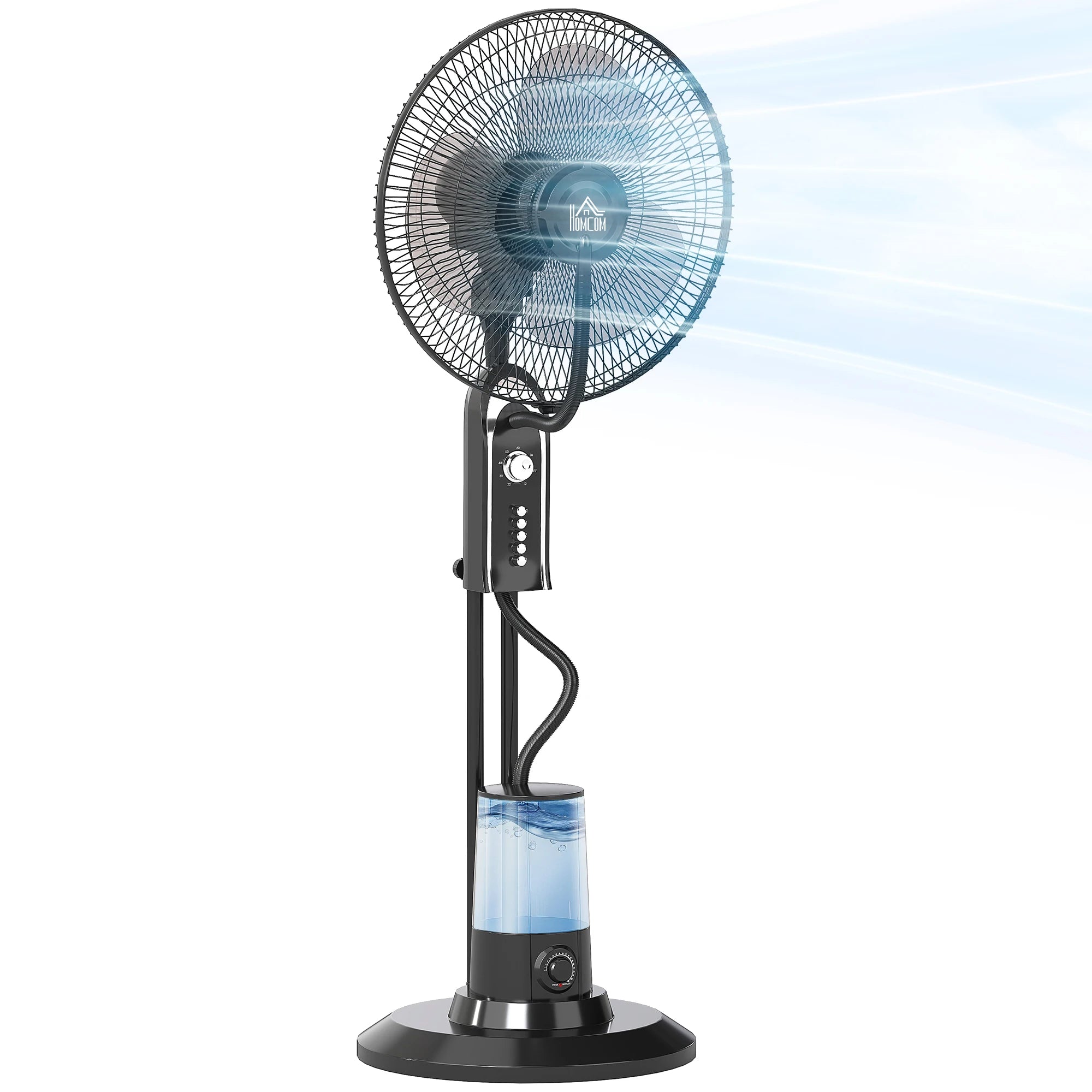 HOMCOM Spray Misting Fan, Pedestal Fan w/ Oscillation, Tilt, 4 Speeds