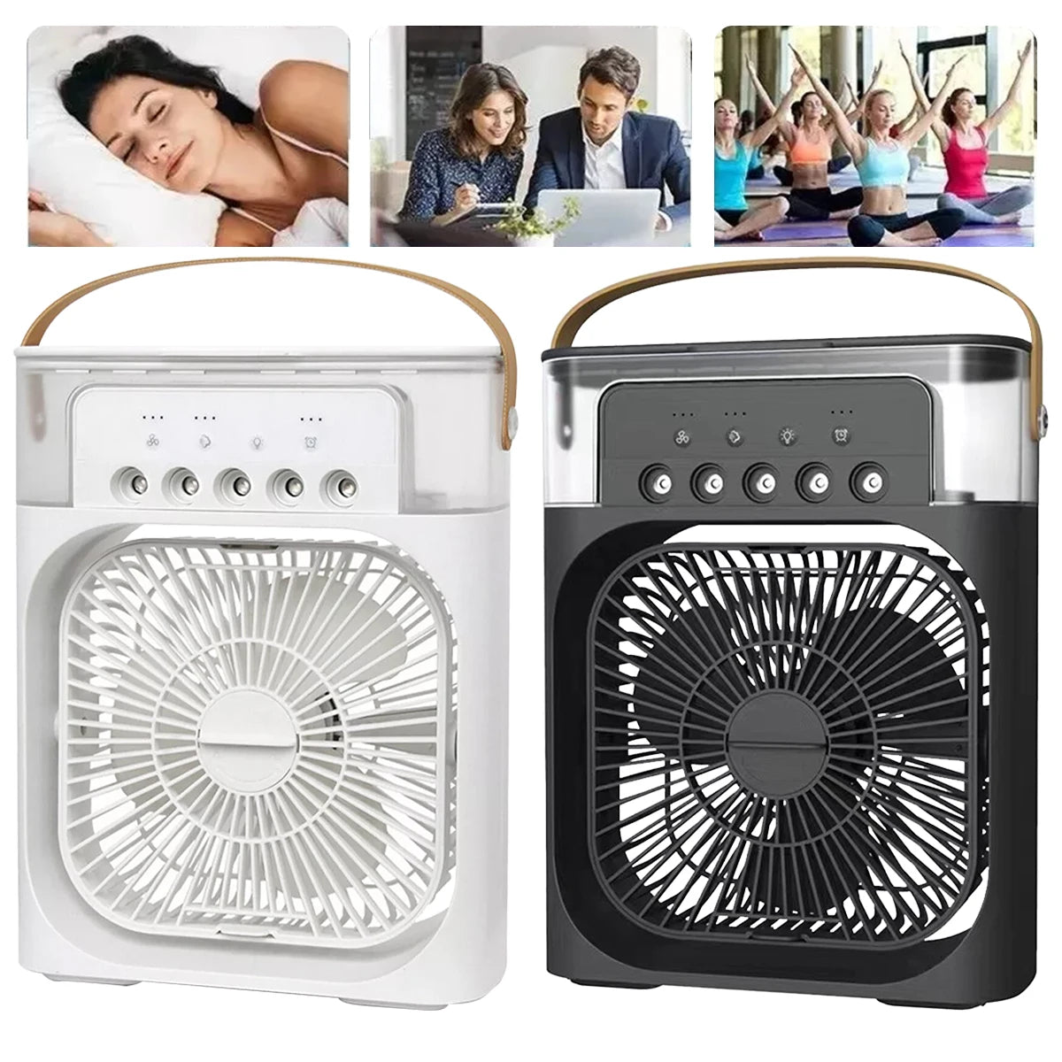 3-in-1 Portable Air Cooler Fan with LED Night Light - Mini Personal Air Conditioner for Home & Travel