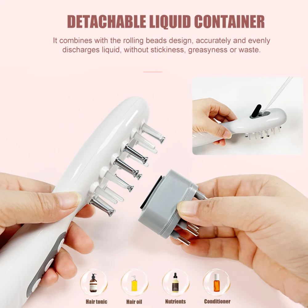 Electric Scalp Massage Comb Red Blue LED Light Therapy EMS Vibration Massage Brush Anti-Hair Loss Medicine Scalp Oil Applicator