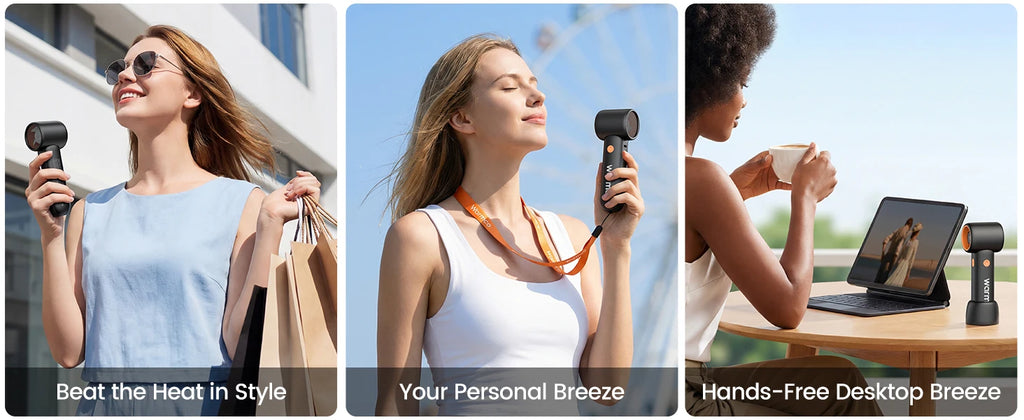 Warmco Portable Handheld Fan, 15000 RPM High Speed Personal Turbo Fan, 5000mAh Rechargeable Battery with LED Display, 5 Speeds Powerful Wind for Travel, Outdoor, Makeup