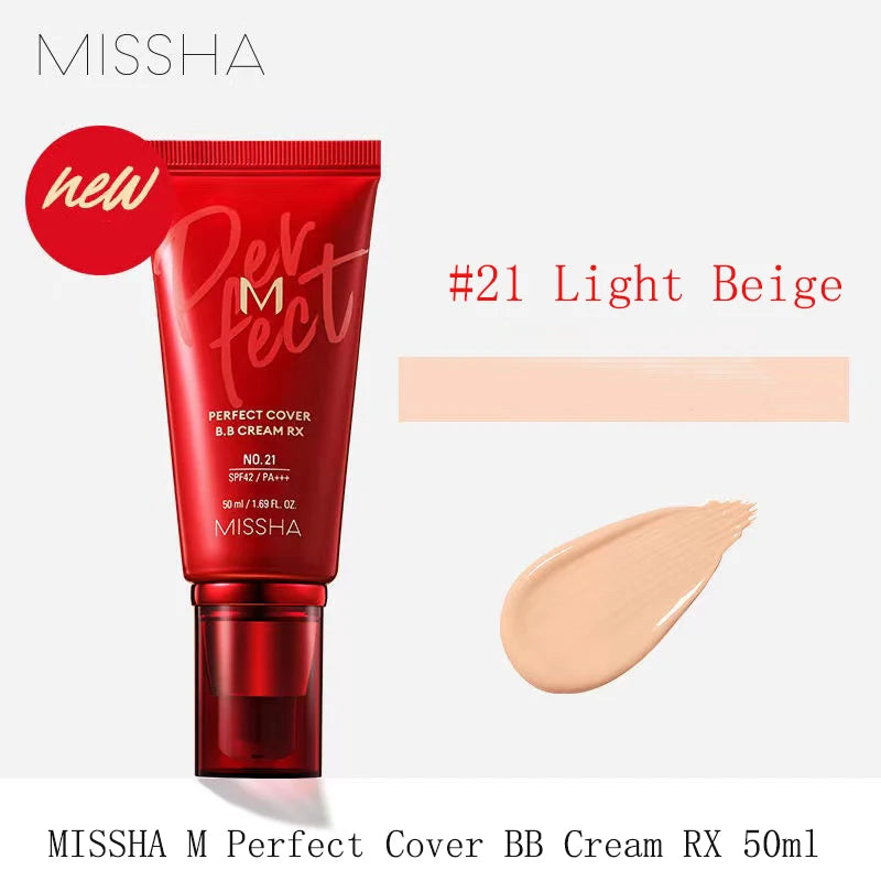 MISSHA M Perfect Cover BB Cream 50ml – New Version | CC Concealer, Whitening & Waterproof Liquid Foundation