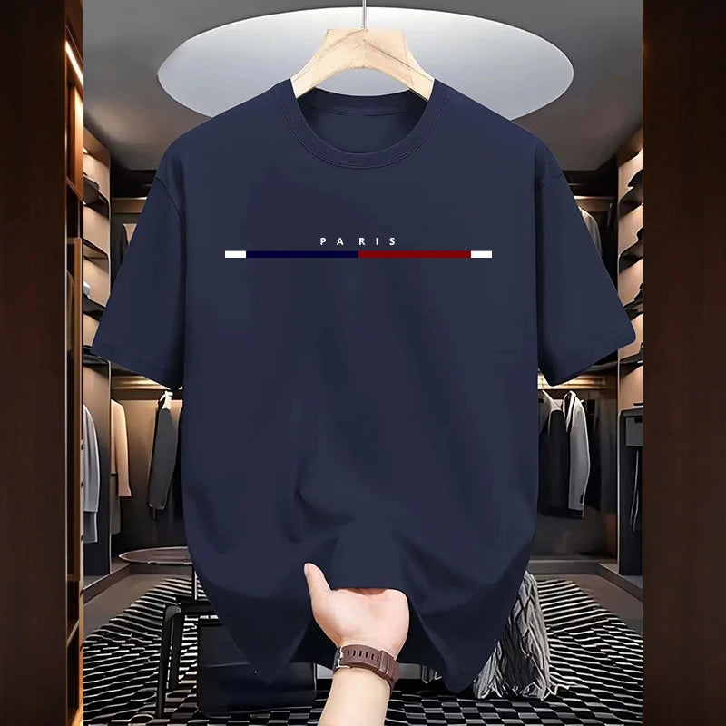 Men's Paris Fashion Cotton T-Shirt – Soft Casual Summer Tee