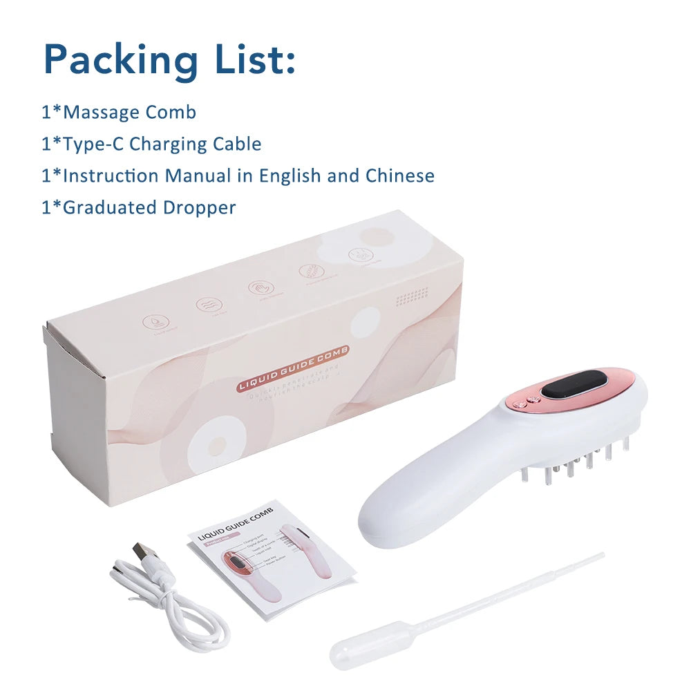 Electric Scalp Massage Comb Red Blue LED Light Therapy EMS Vibration Massage Brush Anti-Hair Loss Medicine Scalp Oil Applicator