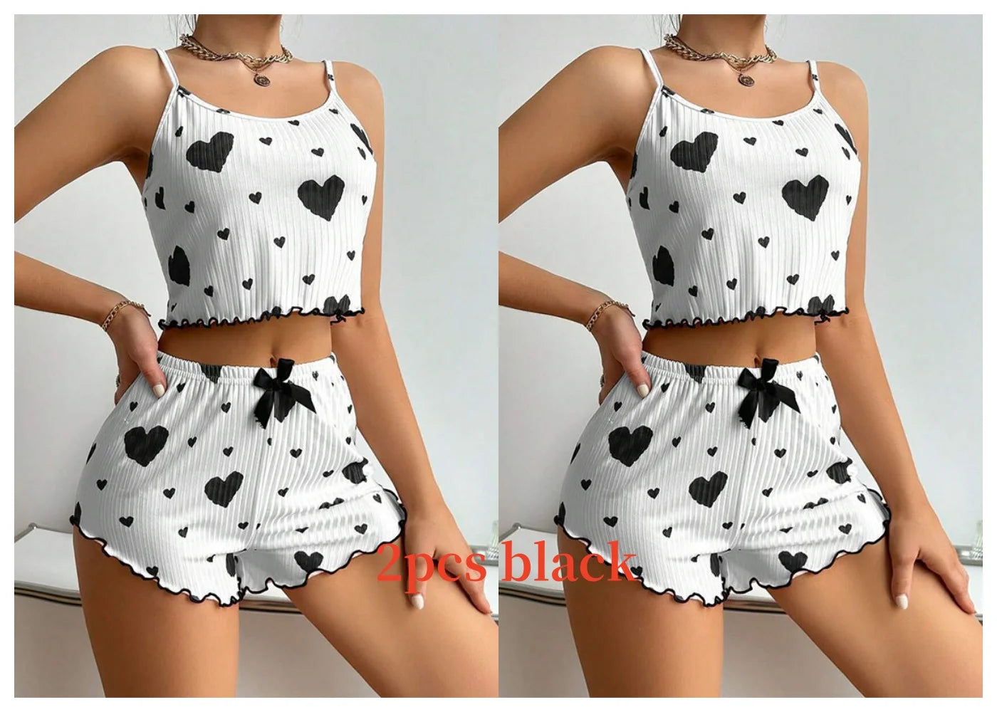 Women's Love Print Pyjama Set – Tank Top & Shorts (S-L)