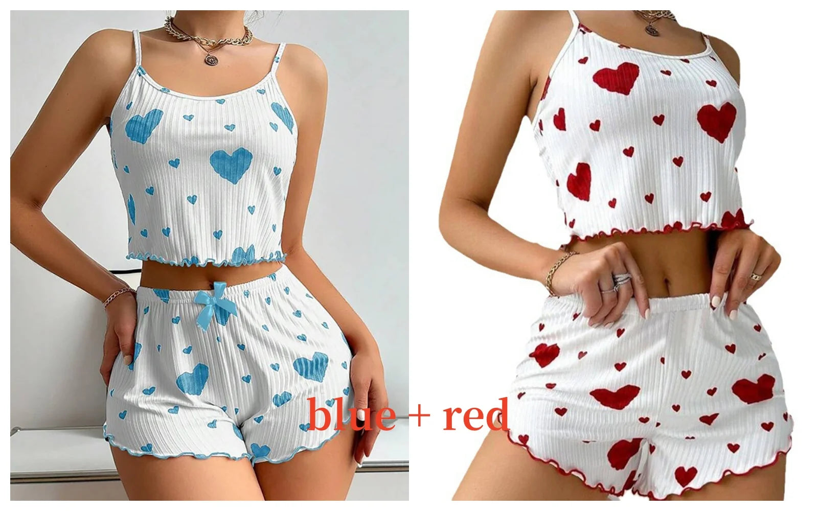 Women's Love Print Pyjama Set – Tank Top & Shorts (S-L)