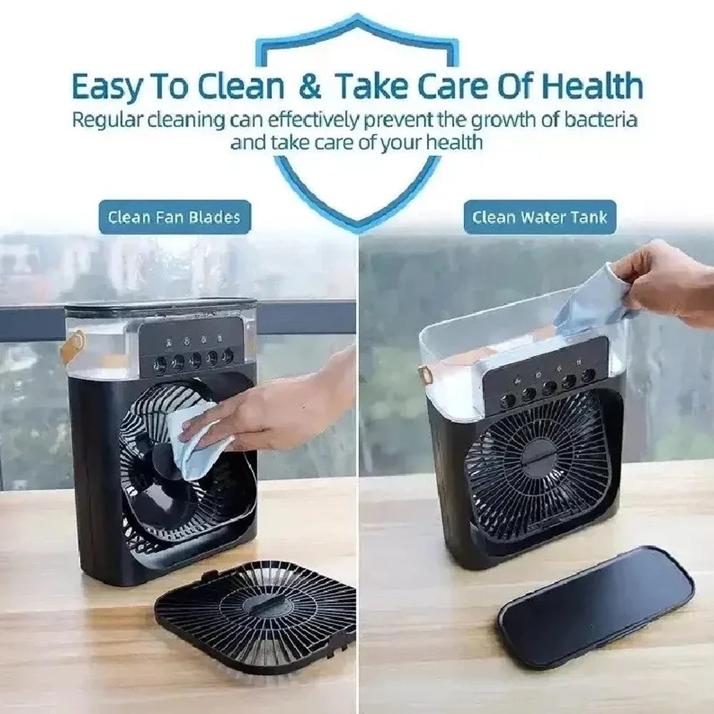 3-in-1 Portable Air Cooler Fan with LED Night Light - Mini Personal Air Conditioner for Home & Travel