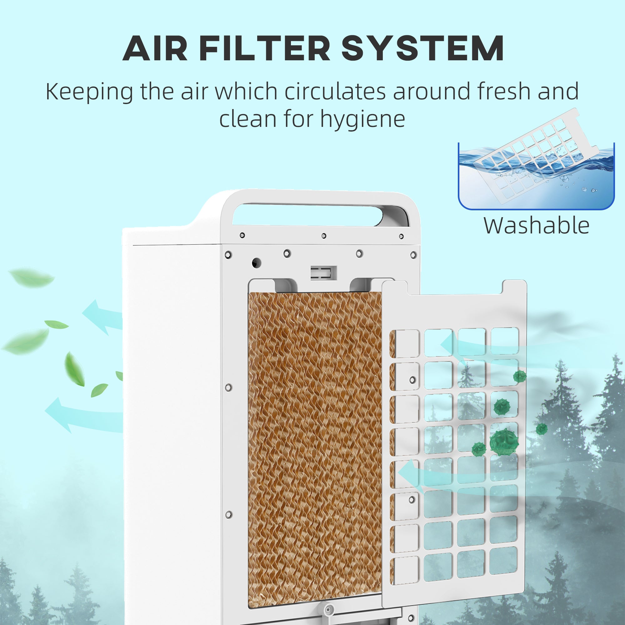 HOMCOM Mobile Air Cooler for Home Office, with Oscillation, Ice Packs