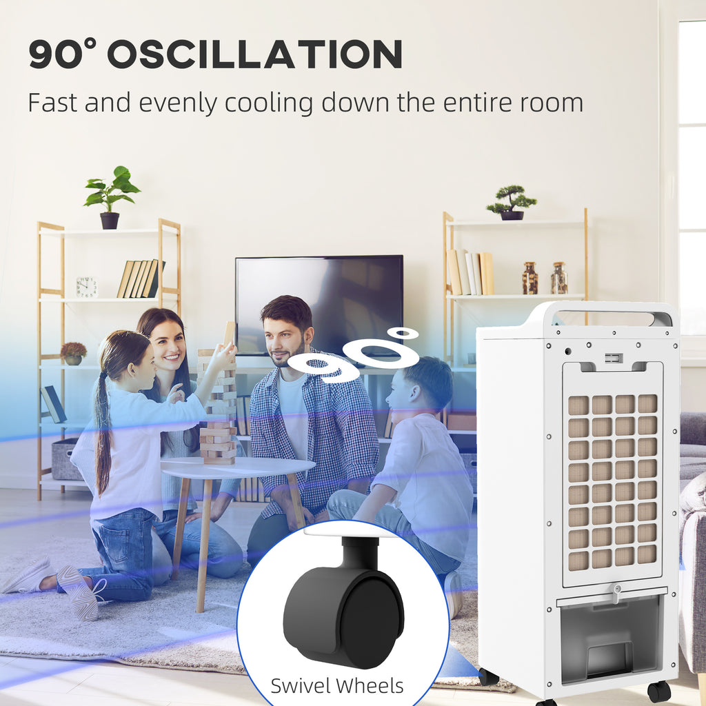 HOMCOM Mobile Air Cooler for Home Office, with Oscillation, Ice Packs